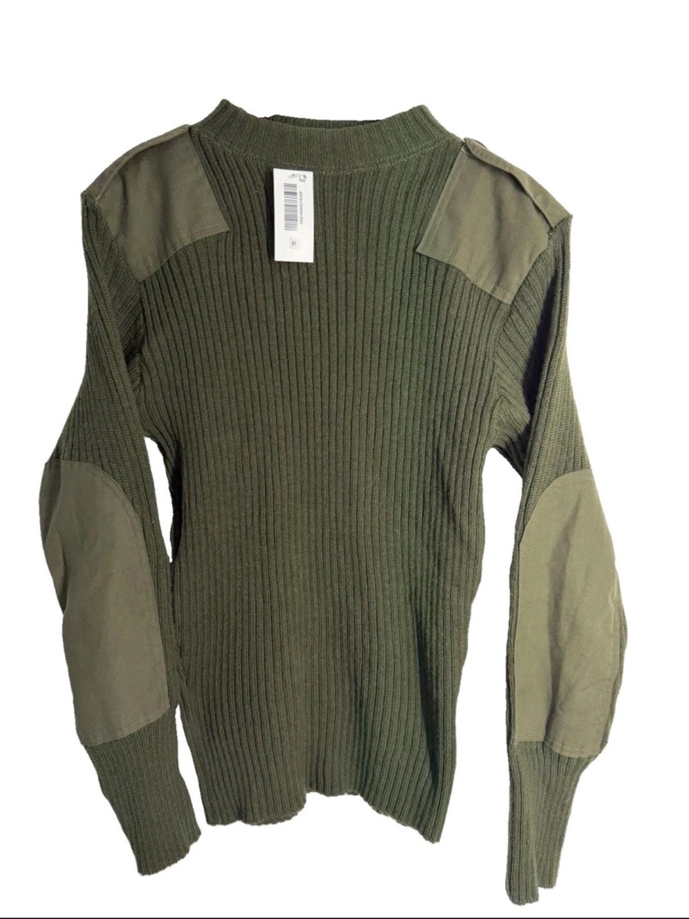 Valor Collection Sweater Mens 42 Green Wool Military Commando Epaulettes New